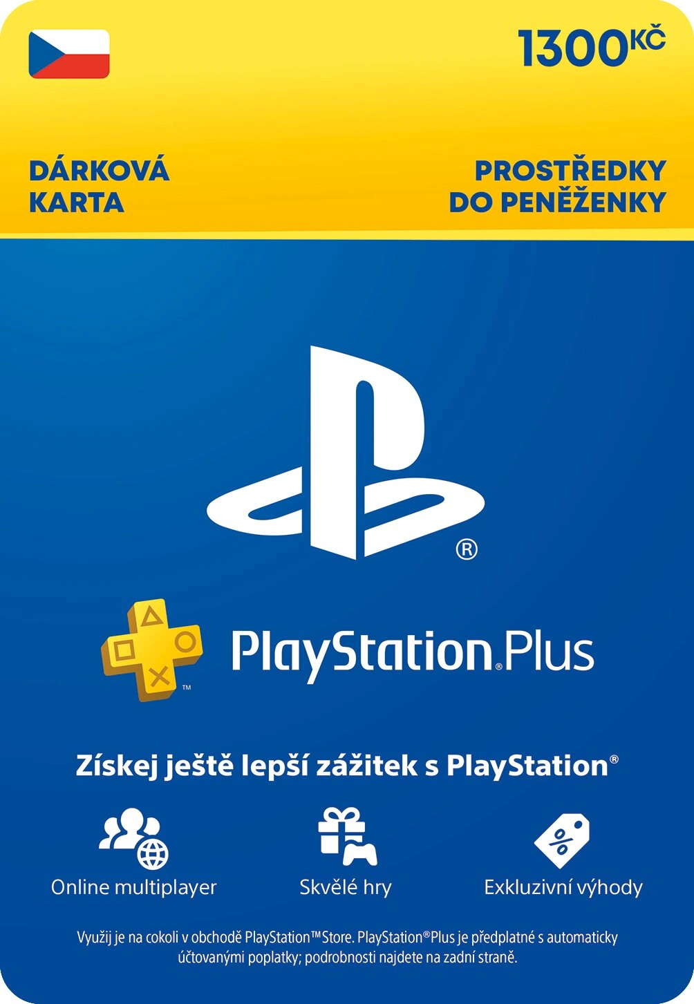 Karta PlayStation Store - Dárková karta 1 300 Kč - elektronicky
