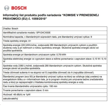 Bosch SPV24CX00E Myčka vestavná