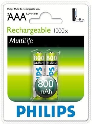 Philips AAA 800mAh MultiLife, NiMh dobíjecí baterie - 2ks