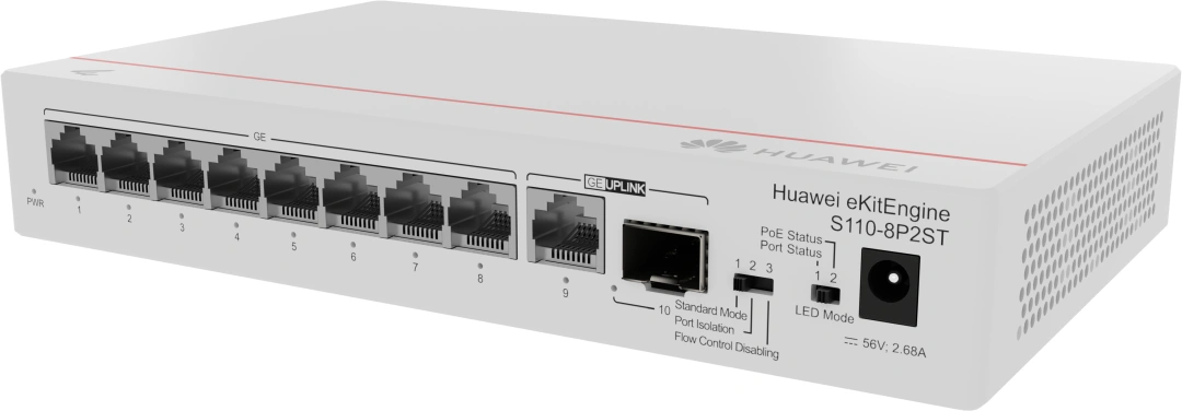 Huawei S110-8P2ST Switch (8*10/100/1000BASE-T ports, PoE+, 1*GE SFP port, 1*10/100/1000BASE-T port, 
