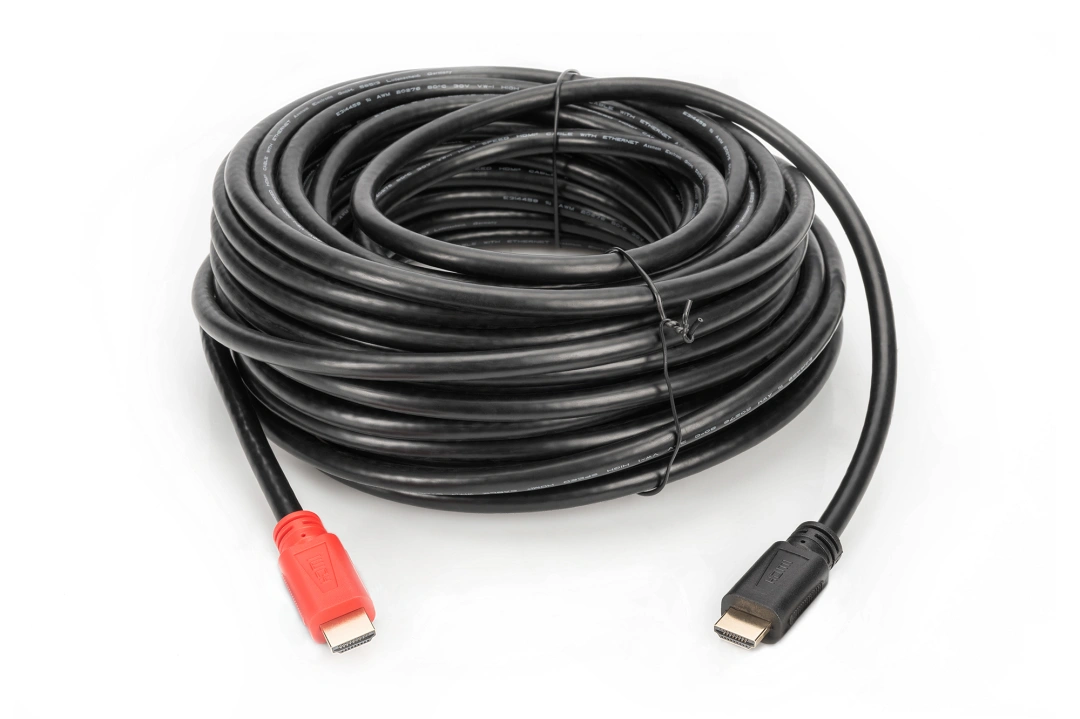 Digitus kabel HDMI - HDMI, M/M, pozlacené konektory, s aktivním zesílením, Ethernet, 10m, černá