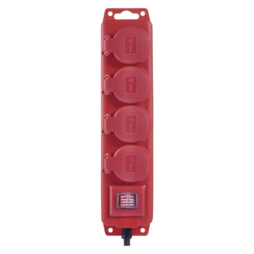 Emos Prodlužovací kabel 10 m / 4 zásuvky / s vypínačem / černo-červený / guma-neopren / 1,5 mm2
